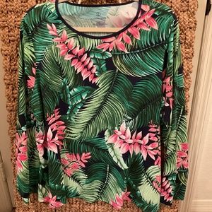 LANDS’ END Tropical Pullover Shirt Ladies PLUS Size 2 XL. (20W - 22W)